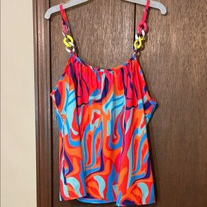 SHEIN Orange, Red, Blue & Pink Swirl Chain-Strap Cami